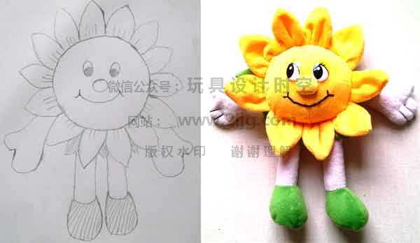 向日葵花卡通玩具成品和草图.jpg
